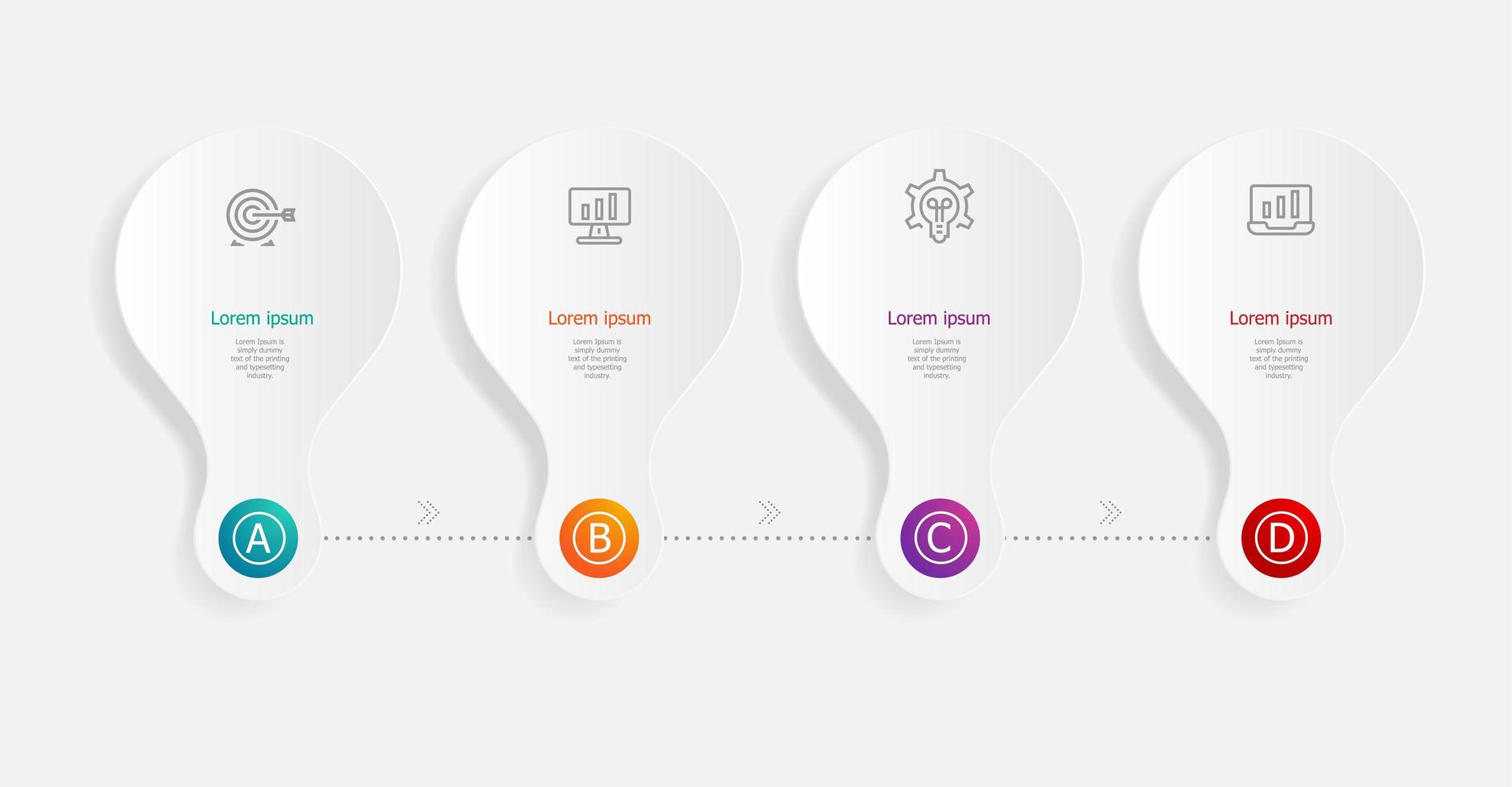 infográficos horizontais abstratos 4 etapas para negócios e apresentação vetor