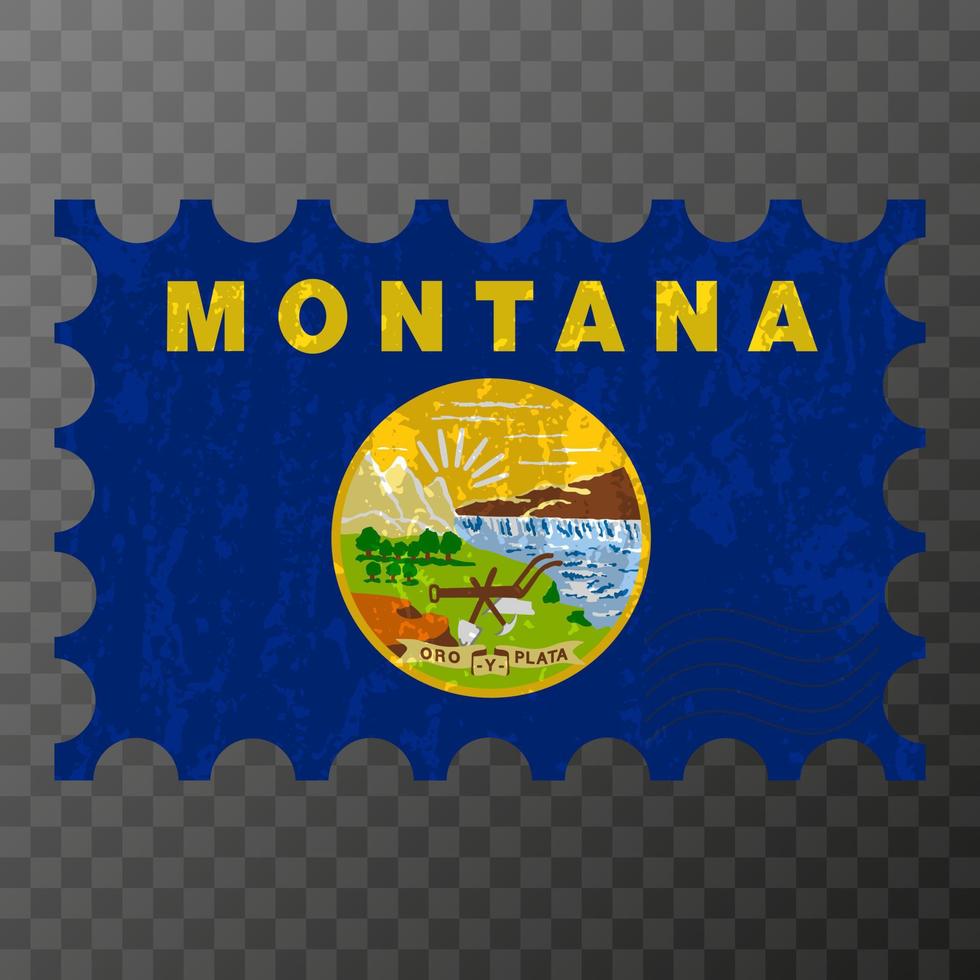 selo postal com a bandeira do estado de montana grunge. ilustração vetorial. vetor