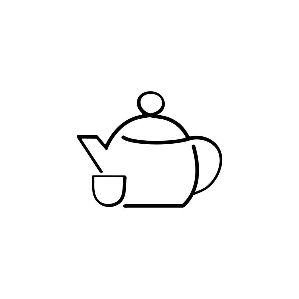 design de ícone de estilo de linha de bule de chá ocha vetor