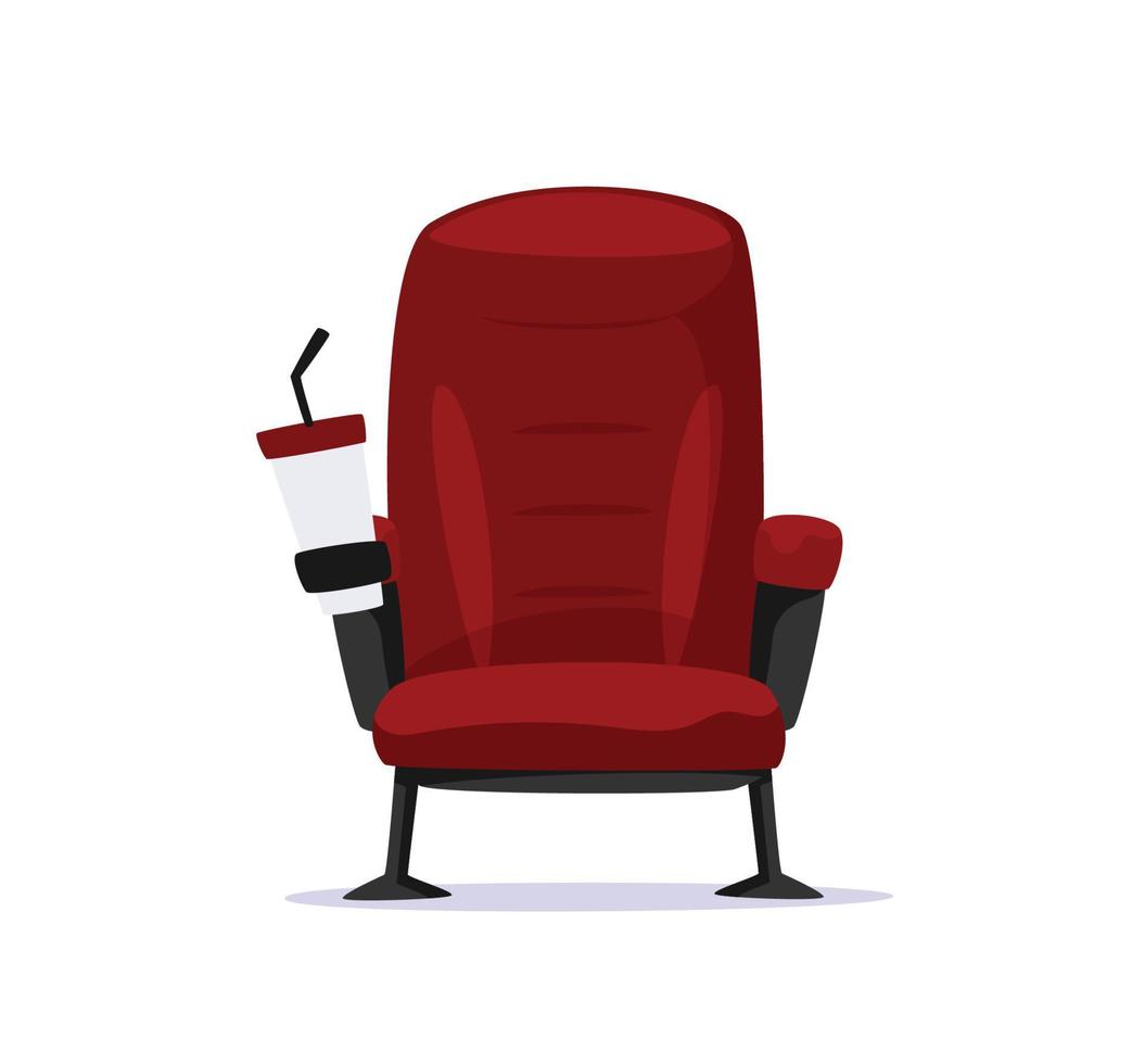conceito de cinema - vista frontal da cadeira de cinema vermelha vetor