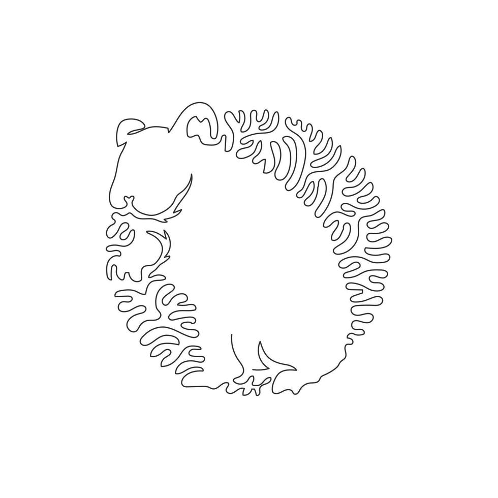curva contínua um desenho de linha de arte abstrata de hamster em pé em círculo. ilustração vetorial de traço editável de linha única de hamster peludo incrível para logotipo, decoração de parede, pôster boho vetor