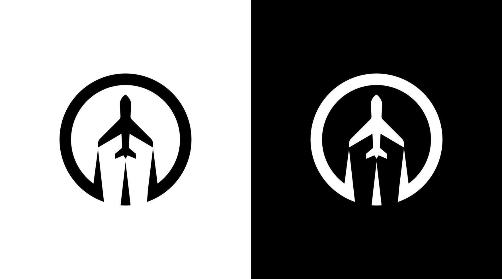 logotipo comercial monograma avião aviação preto e branco ícone ilustração modelos de designs de estilo vetor