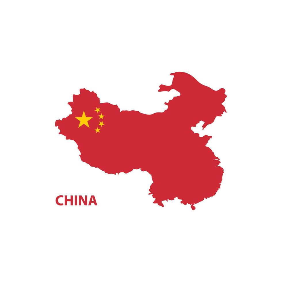 mapa vetorial da china com bandeira. isolado, fundo branco vetor
