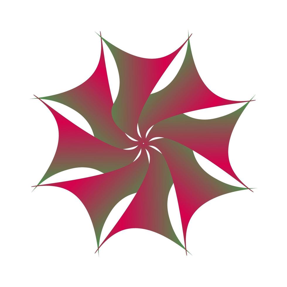 logotipo de flor de transição fractal circular envolto em verde roxo vetor