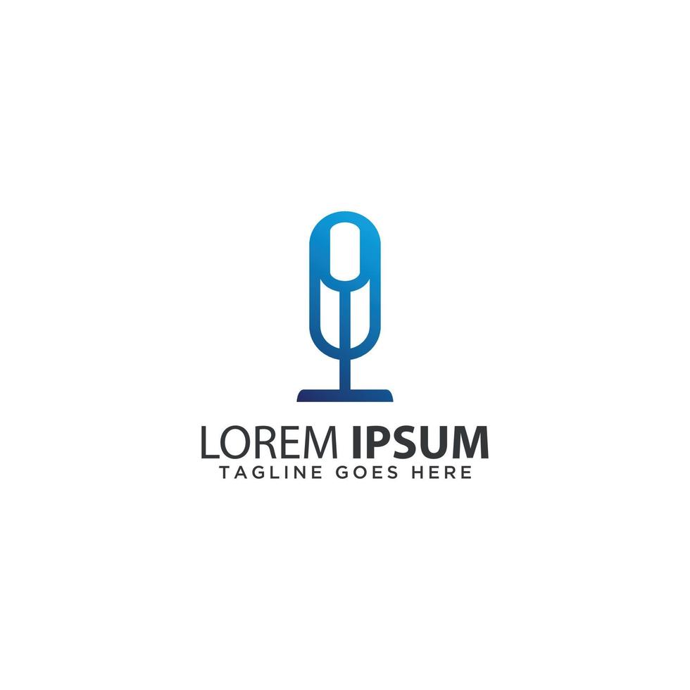modelo de vetor de logotipo de ícone de microfone. design de logotipo de podcast.