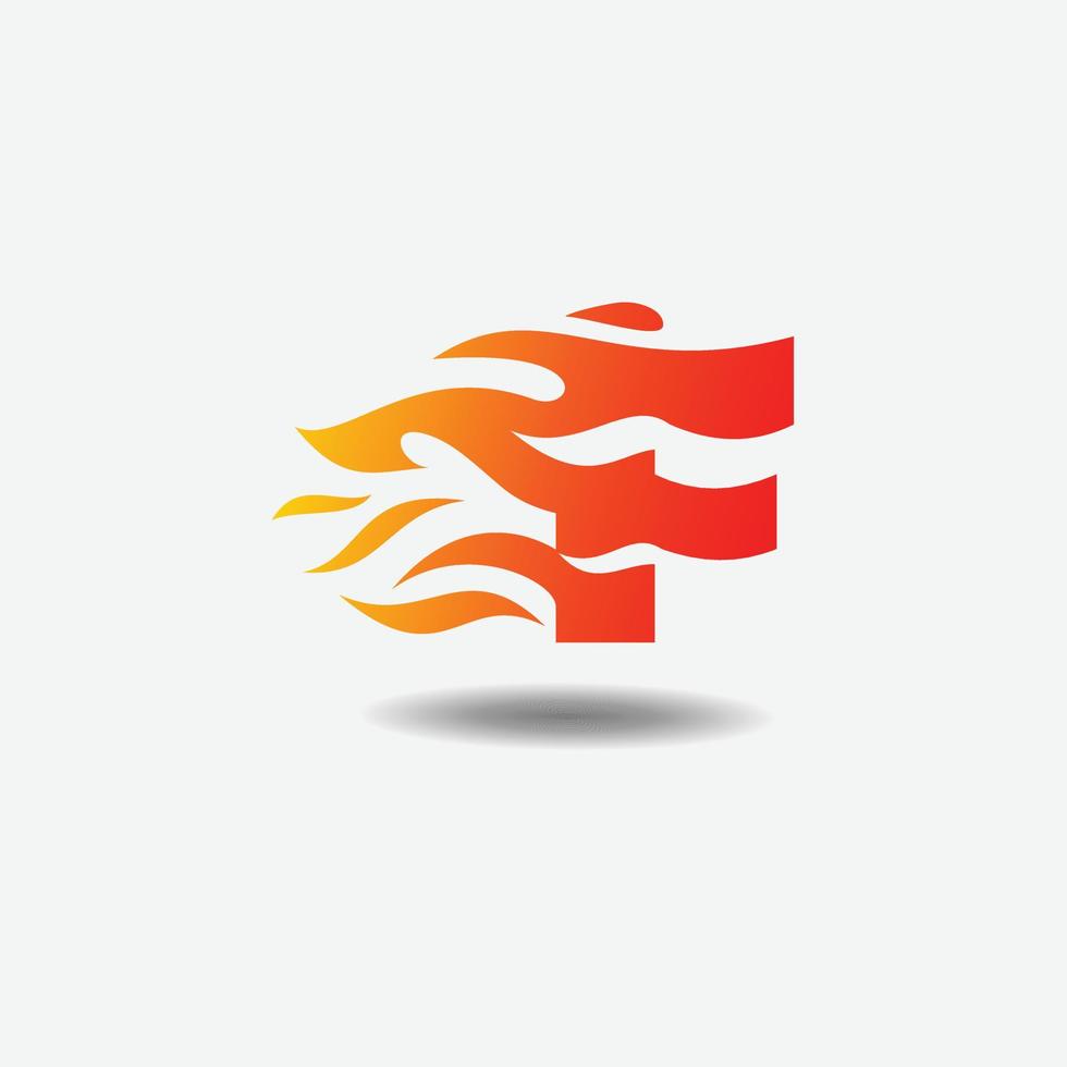 letra f vetor de design de logotipo de chama de fogo.