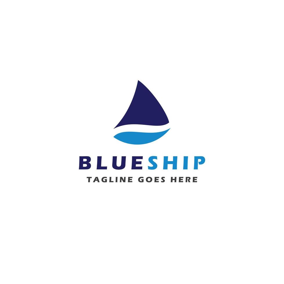 ilustração de ícone de vetor de logotipo de navio azul.