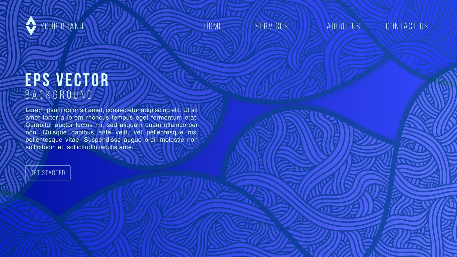 fundo azul abstrato de formas doodle, linhas no plano de fundo do modelo de site. fundo ondulado minimalista. vetor