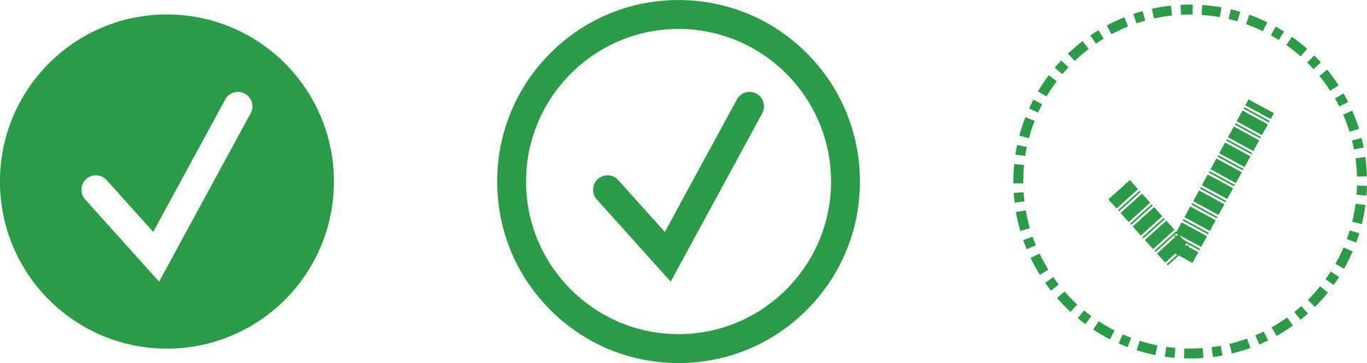 ilustração em vetor etiqueta estrela verde aprovada isolada no fundo branco, ícone vetorial ok. design de ícone de marca de seleção. vetor de confirmação