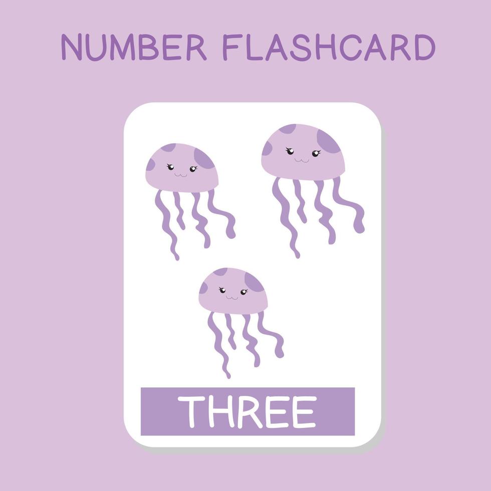flashcards de números fofos com conjunto de animais. Inglês contando com tema animal. cartaz de matemática para pré-escola. ilustração vetorial. vetor