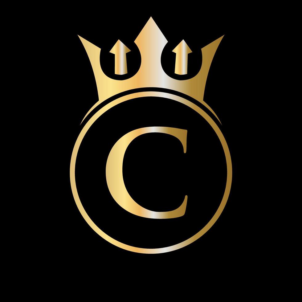 logotipo da coroa da letra c de luxo. logotipo da coroa para beleza, moda, estrela, sinal elegante vetor