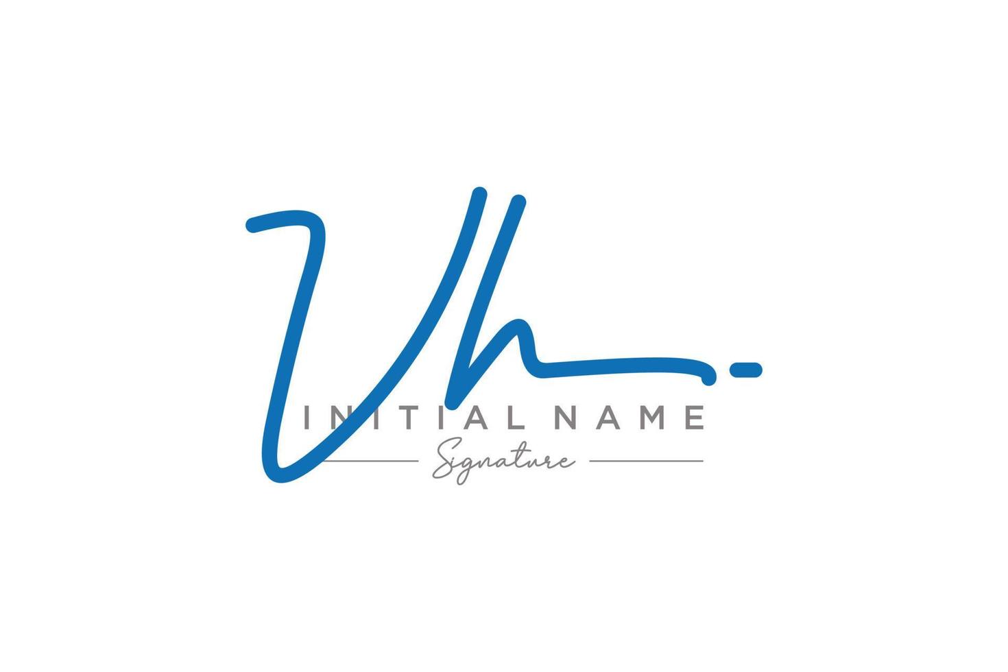 vetor inicial de modelo de logotipo de assinatura vh. ilustração vetorial de letras de caligrafia desenhada à mão.