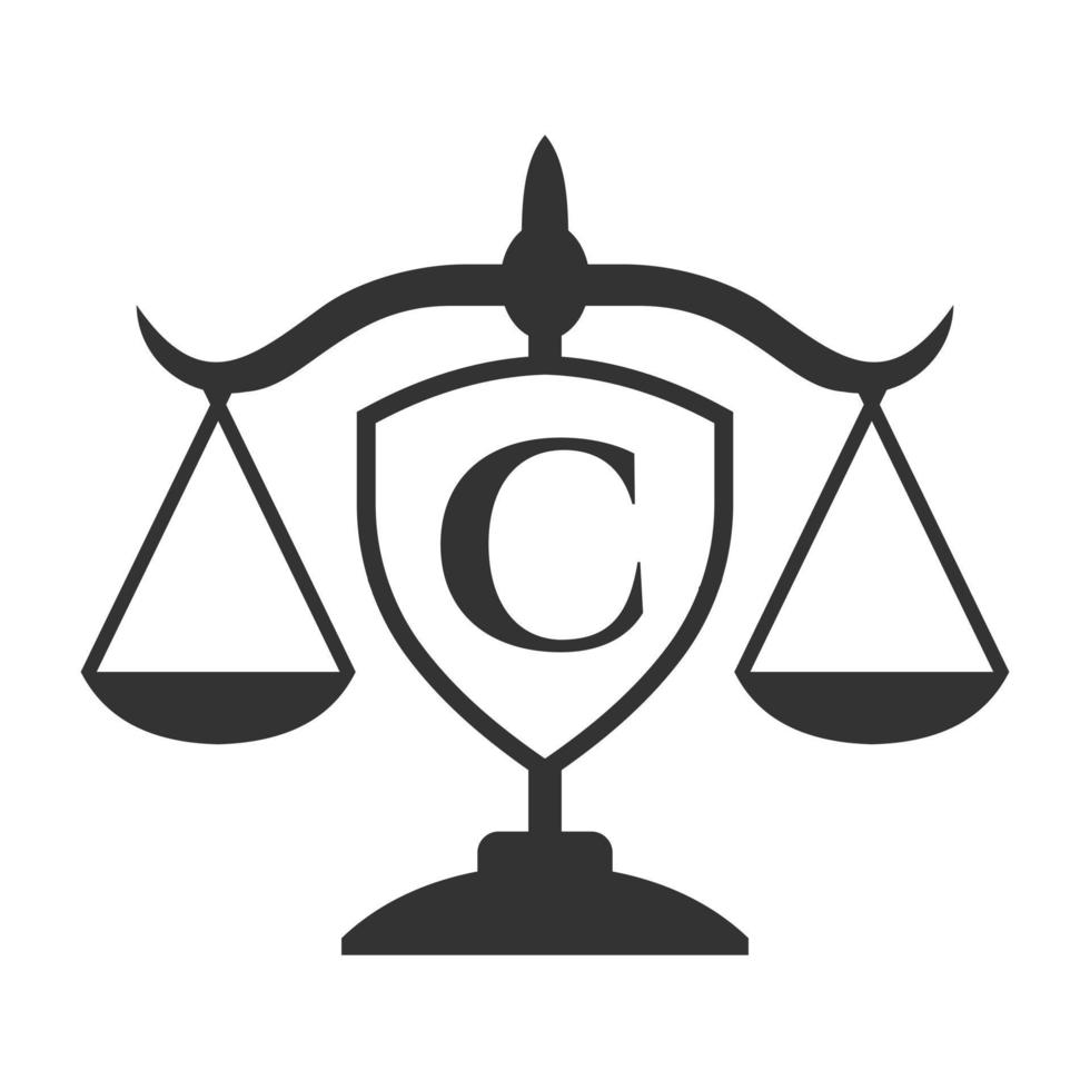 design de logotipo de escritório de advocacia na letra c com sinal de escudo. logotipo jurídico, advogado e justiça, advogado jurídico, jurídico, serviço de advogado, escritório de advocacia, modelo de logotipo de escala vetor