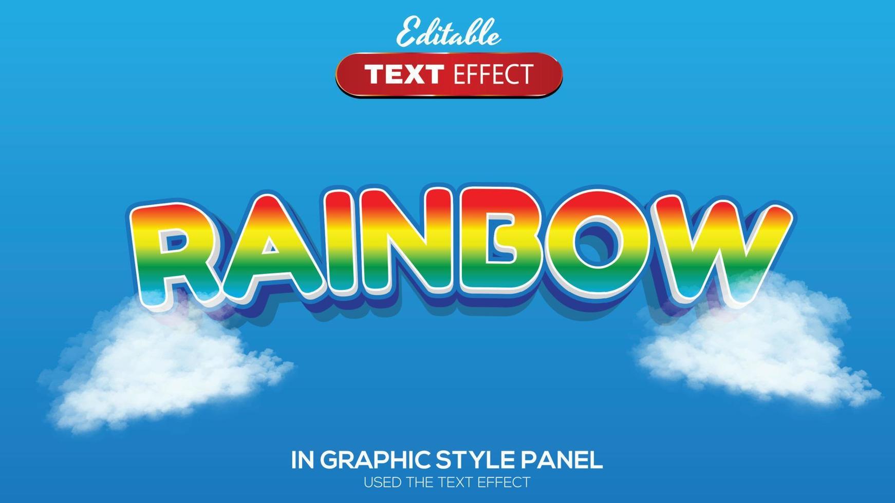tema de arco-íris de efeito de texto editável em 3D vetor