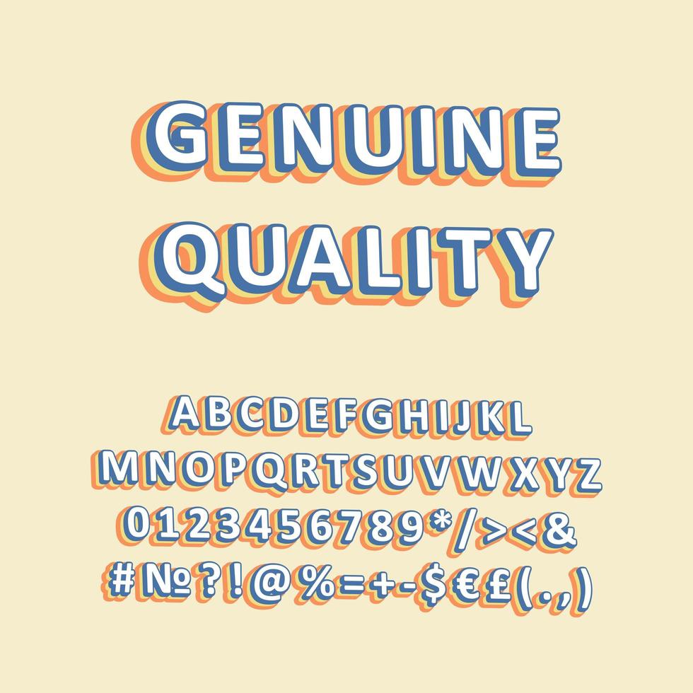 conjunto de alfabeto vetor 3d vintage de qualidade genuína