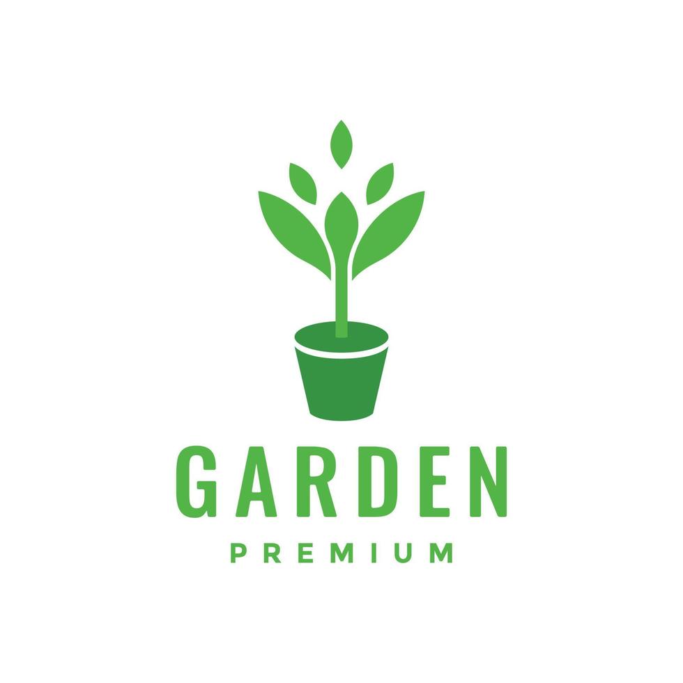 potes de vaso crescimento de plantas jardinagem design de logotipo plano modelo de ilustração de ícone vetorial vetor