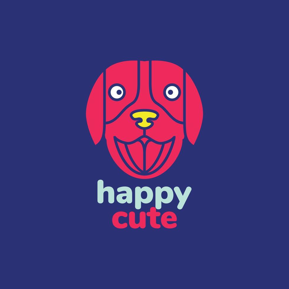 cara cachorro rottweiler sorriso mascote feliz design de logotipo colorido bonito modelo de ilustração de ícone vetorial vetor