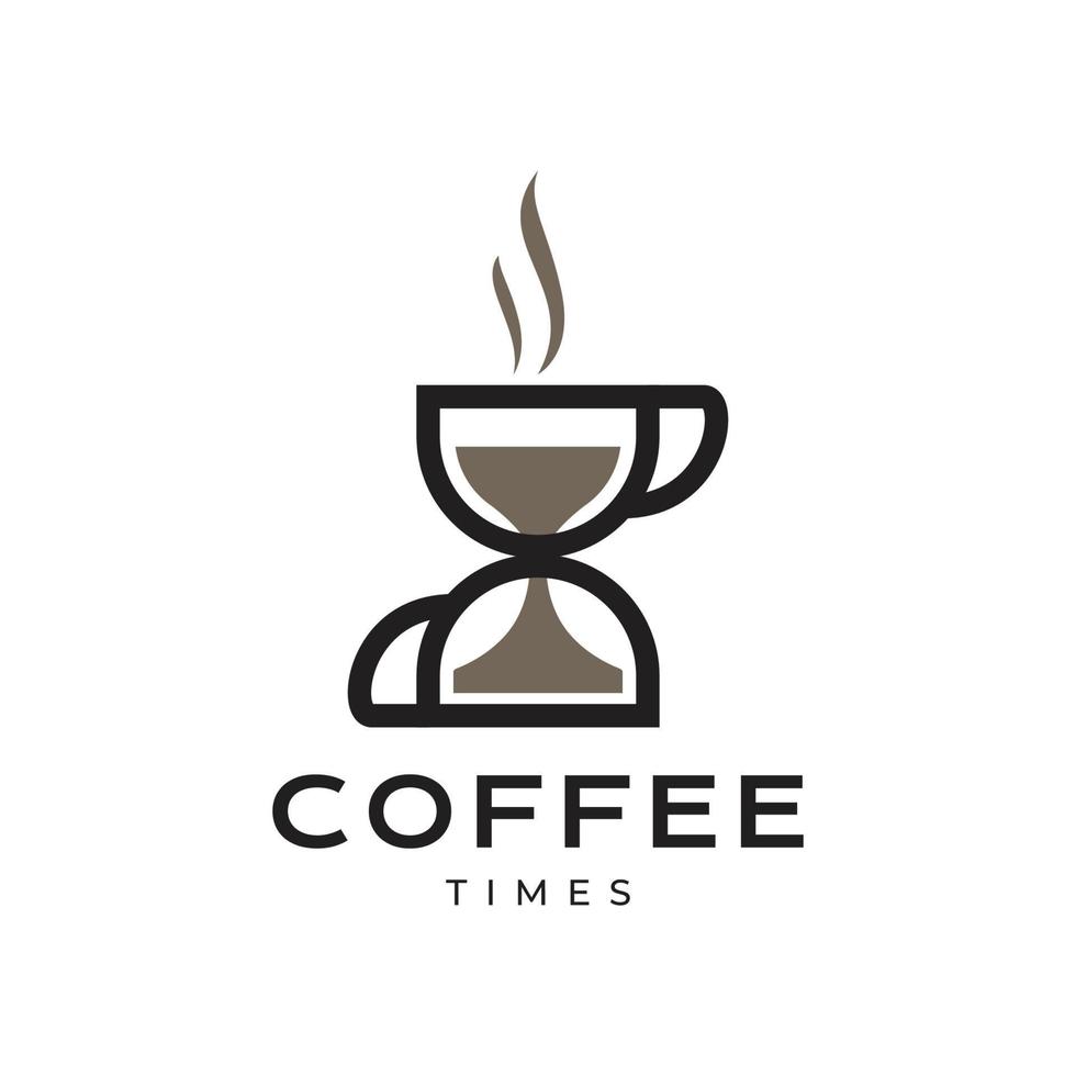 xícara bebida café hora relaxar pausa relógio moderno design de logotipo deserto modelo de ilustração de ícone vetorial vetor