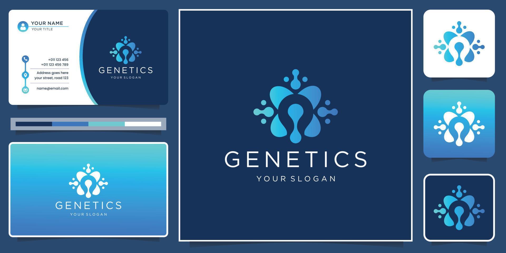 tecnologia de ponto de logotipo de dna genético. símbolo criativo para modelo de tecnologia de ciência. vetor