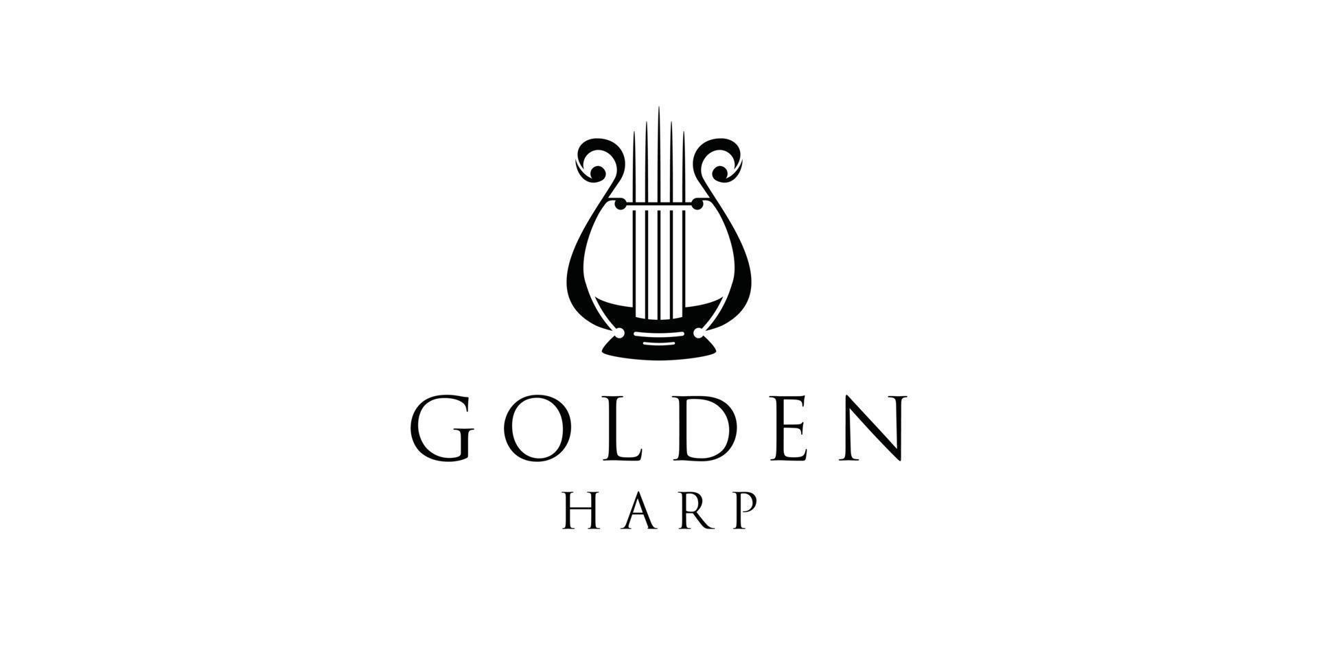 inspiração de design de logotipo de harpa dourada de luxo. antigo ícone de lira isolado no fundo branco. vetor