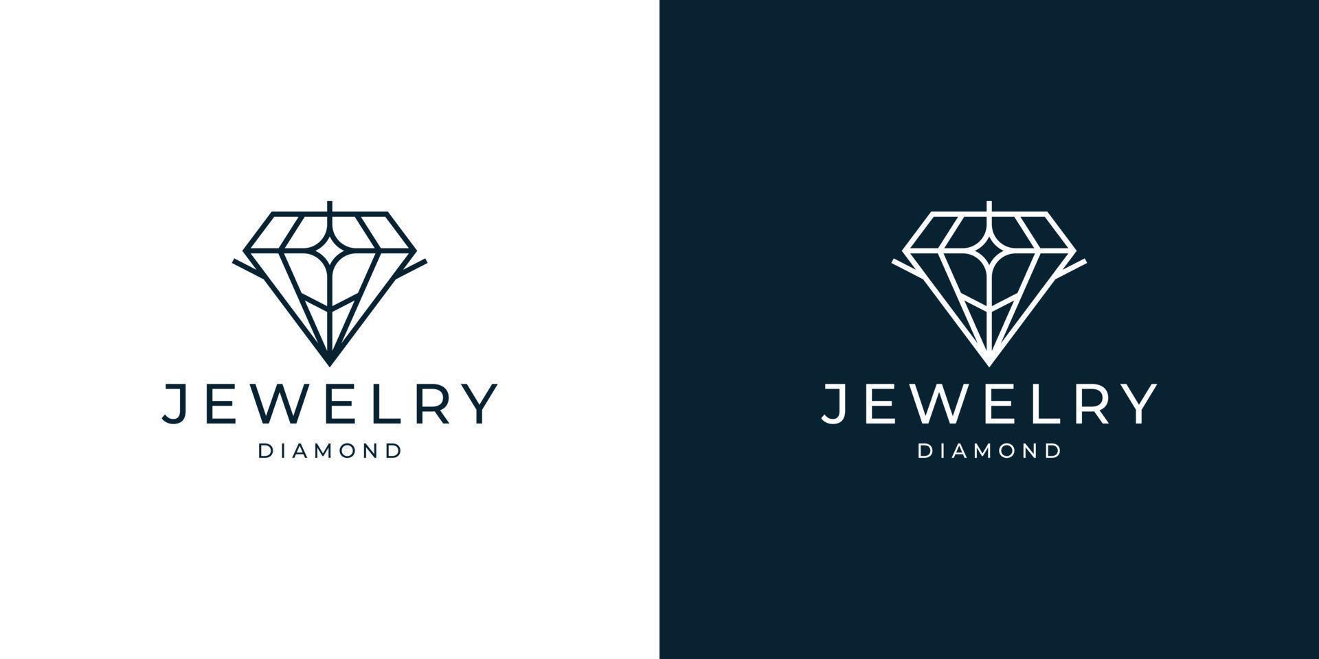 logotipo de gema de diamantes de geometria com conceito de luz, inspiração de logotipo de joias minimalista de linha. vetor