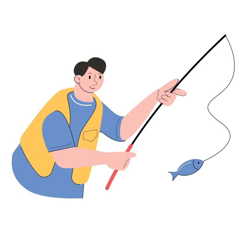 personagem pessoas pescando ilustração vetorial vetor