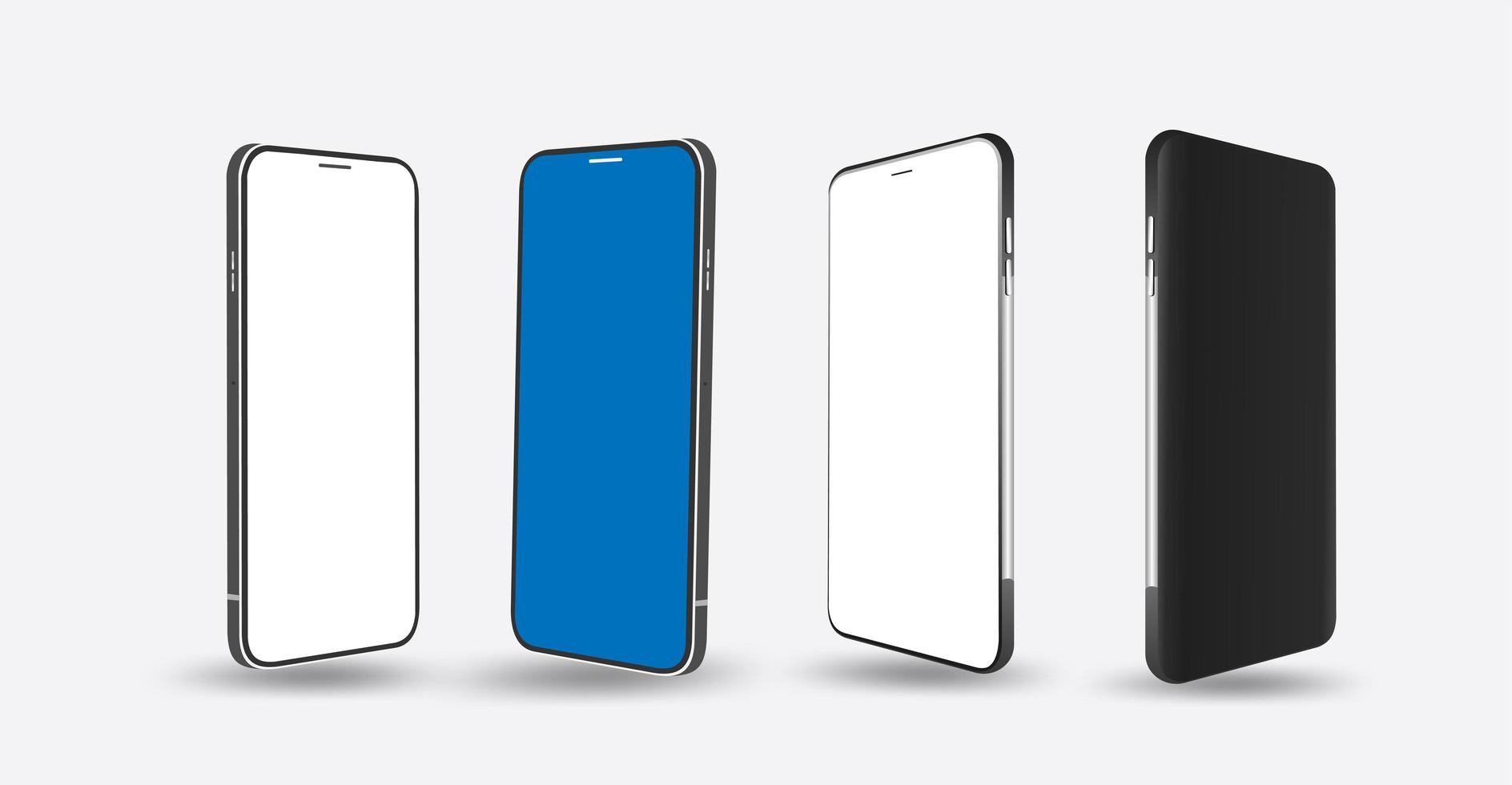 maquete realista de smartphone com diferentes ângulos definidos vetor