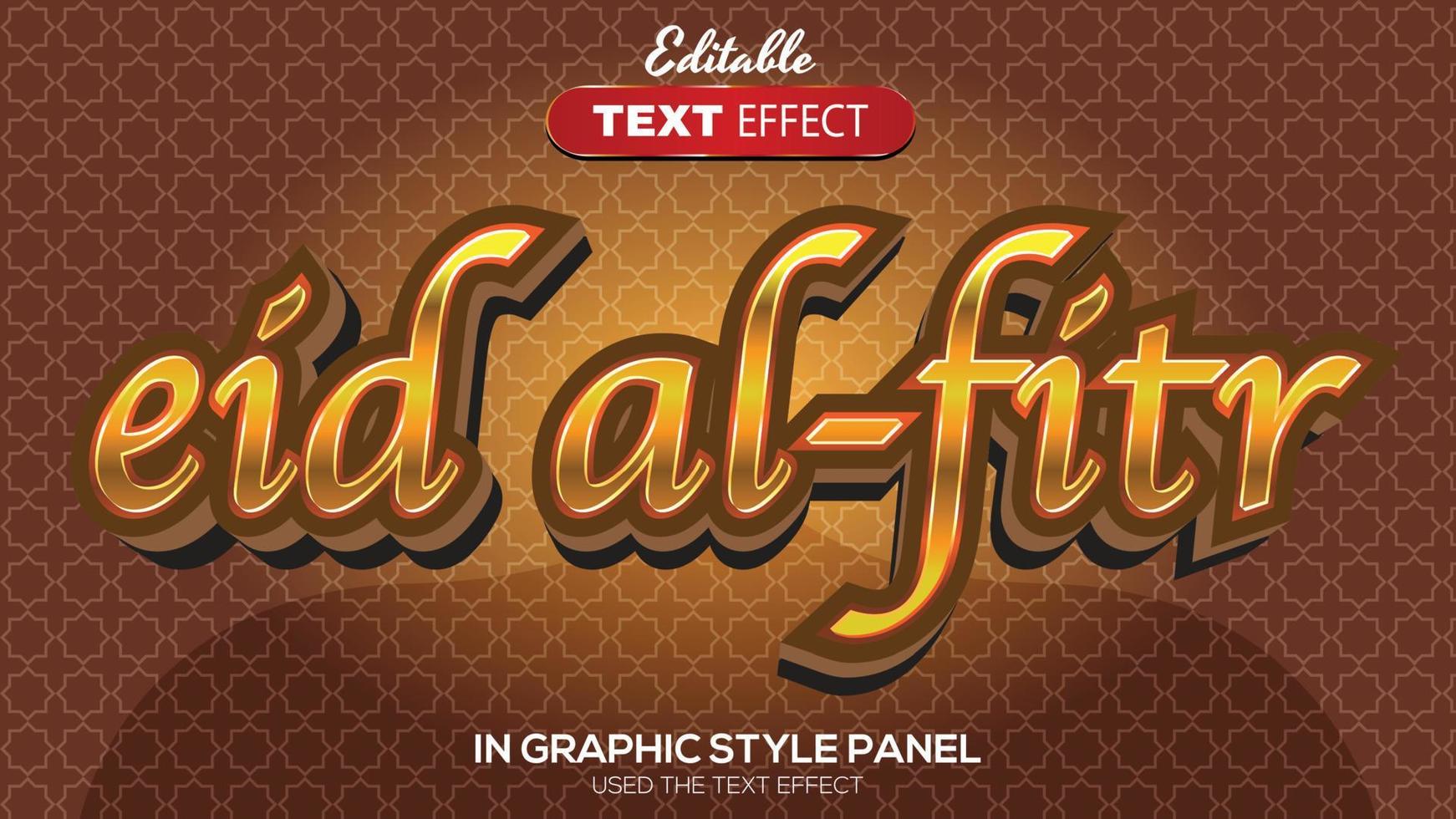 efeito de texto editável em 3D eid al fitr tema vetor