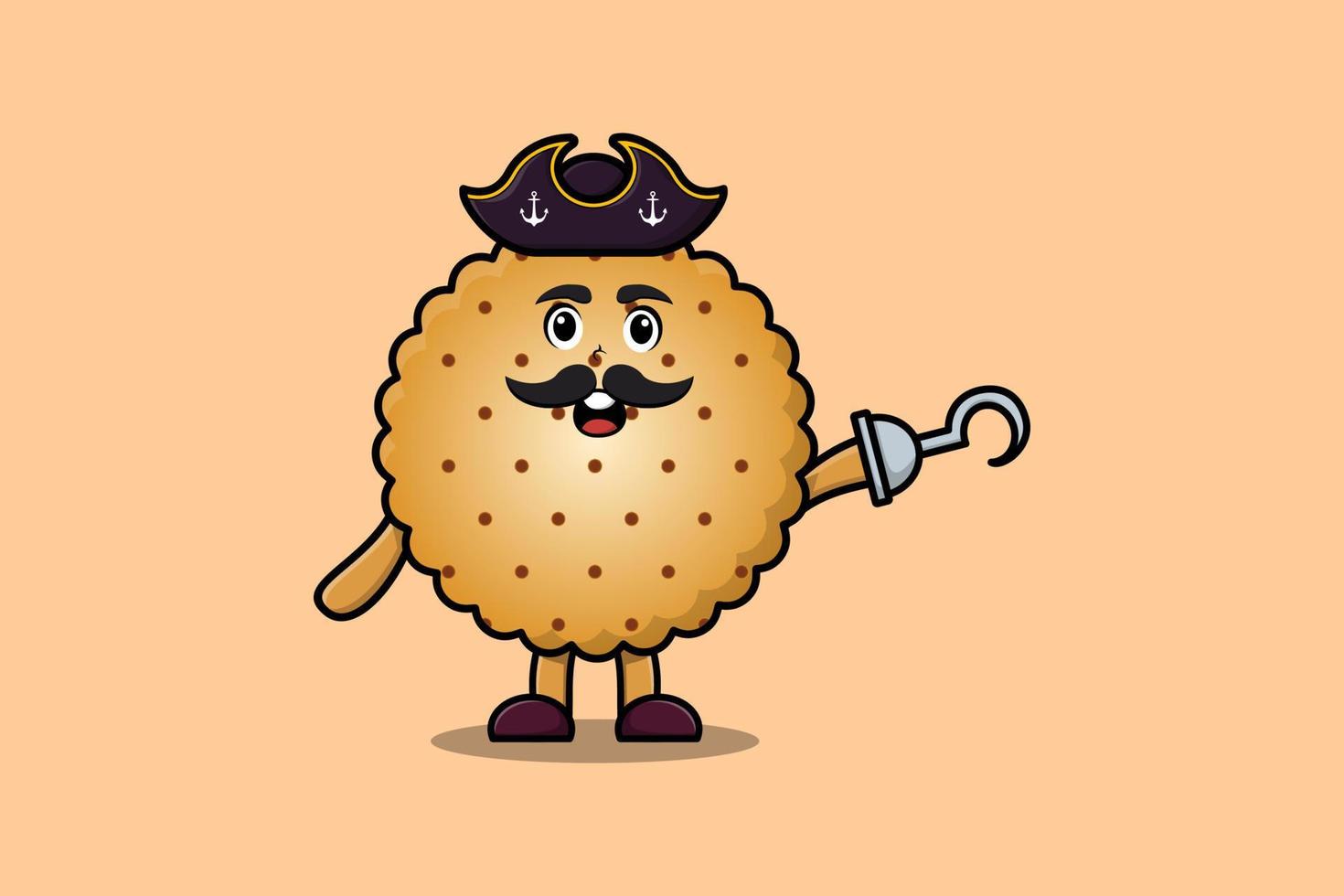 biscoitos de pirata bonito dos desenhos animados com mão de gancho vetor