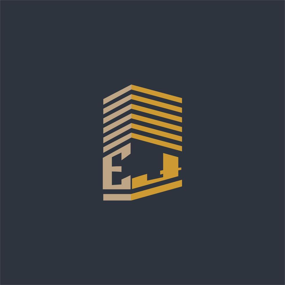 ideias de logotipo imobiliário com monograma inicial ej vetor