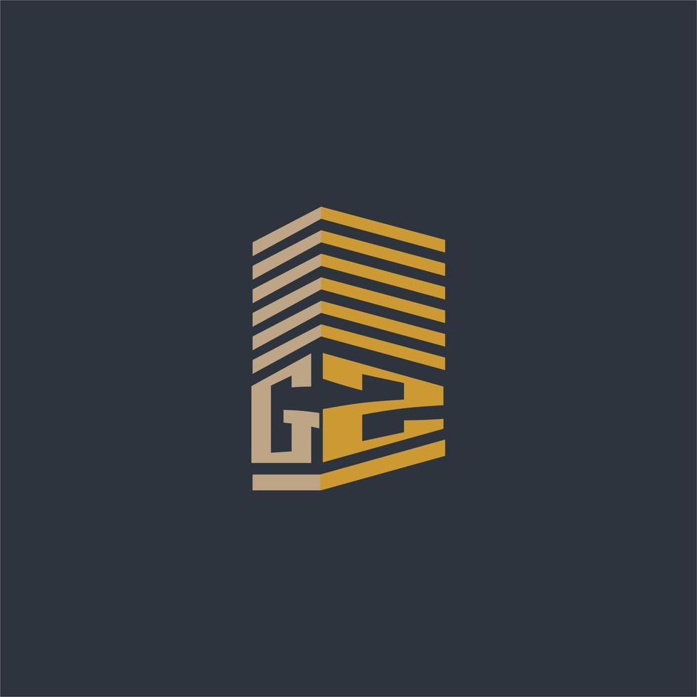 idéias de logotipo imobiliário com monograma inicial gz vetor