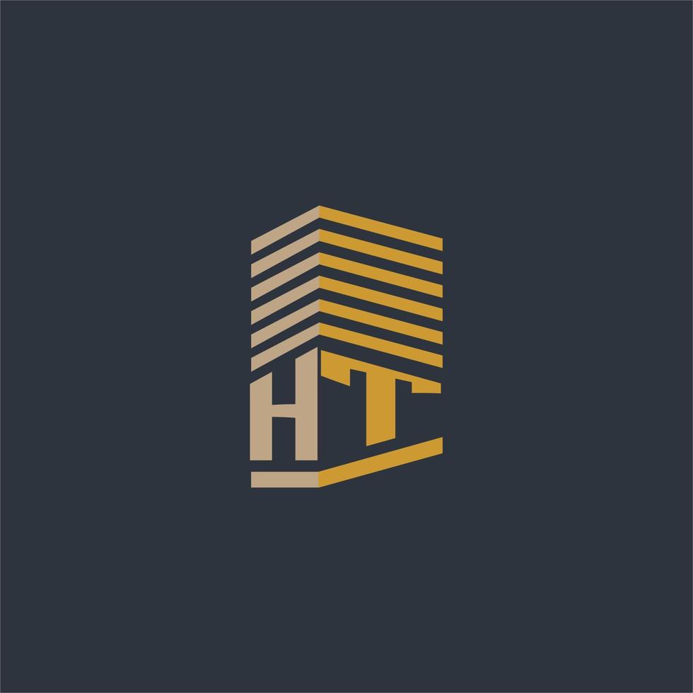 ideias de logotipo imobiliário com monograma inicial ht vetor