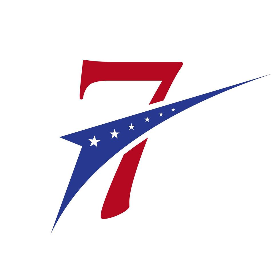 letra inicial 7 logotipo americano para identidade comercial, corporativa e empresarial. logotipo americano dos eua vetor