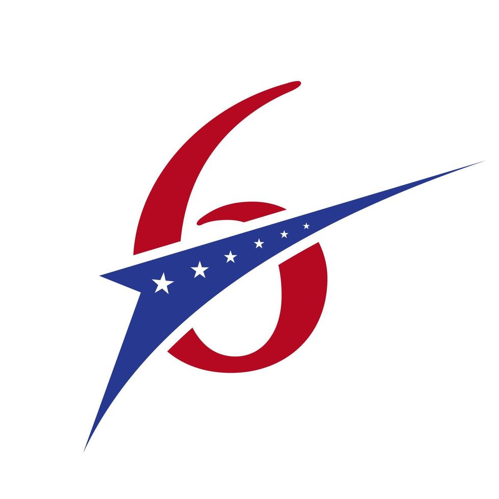 letra inicial 6 logotipo americano para identidade comercial, corporativa e empresarial. logotipo americano dos eua vetor