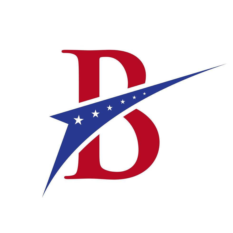 letra inicial b logotipo americano para negócios, identidade corporativa e empresarial. logotipo americano dos eua vetor