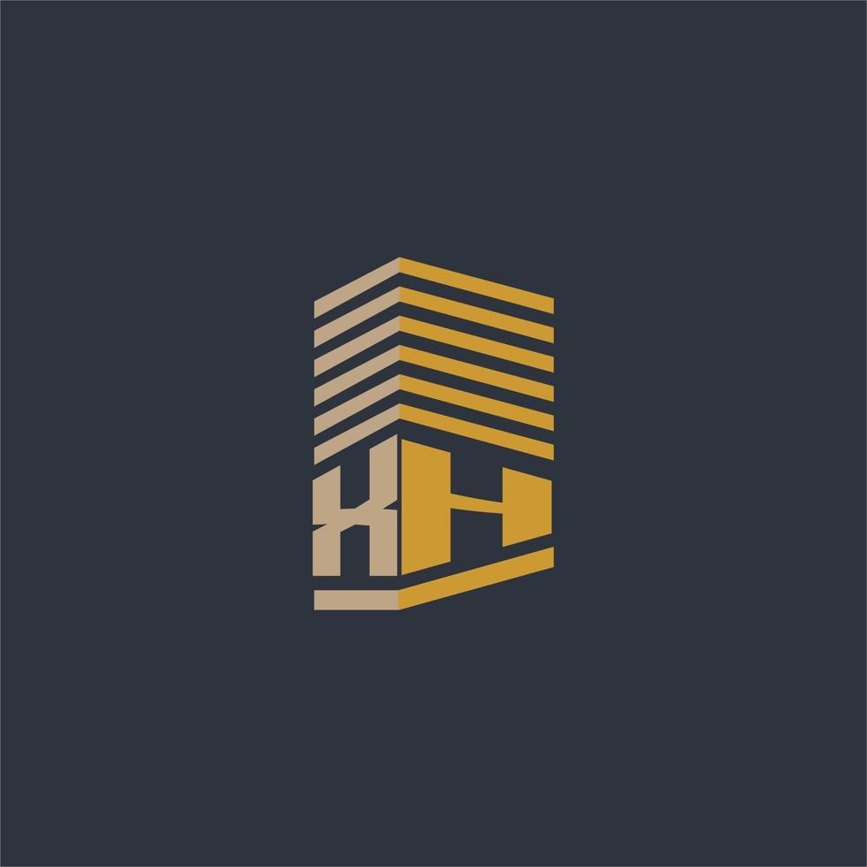 ideias de logotipo imobiliário com monograma inicial xh vetor