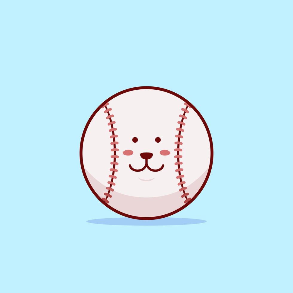 ilustração de personagem de desenho animado de bola de beisebol fofa e kawaii vetor