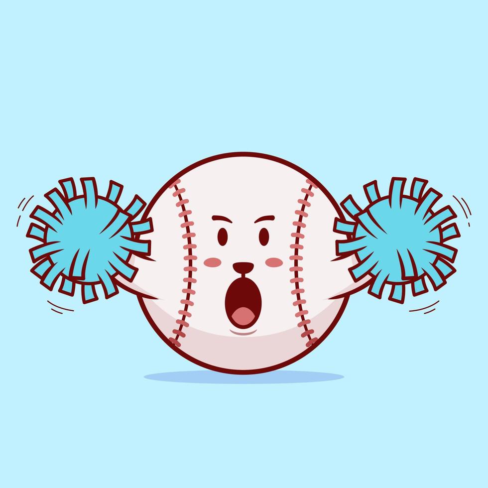 ilustração de personagem de desenho animado de líderes de torcida de bola de beisebol fofa vetor