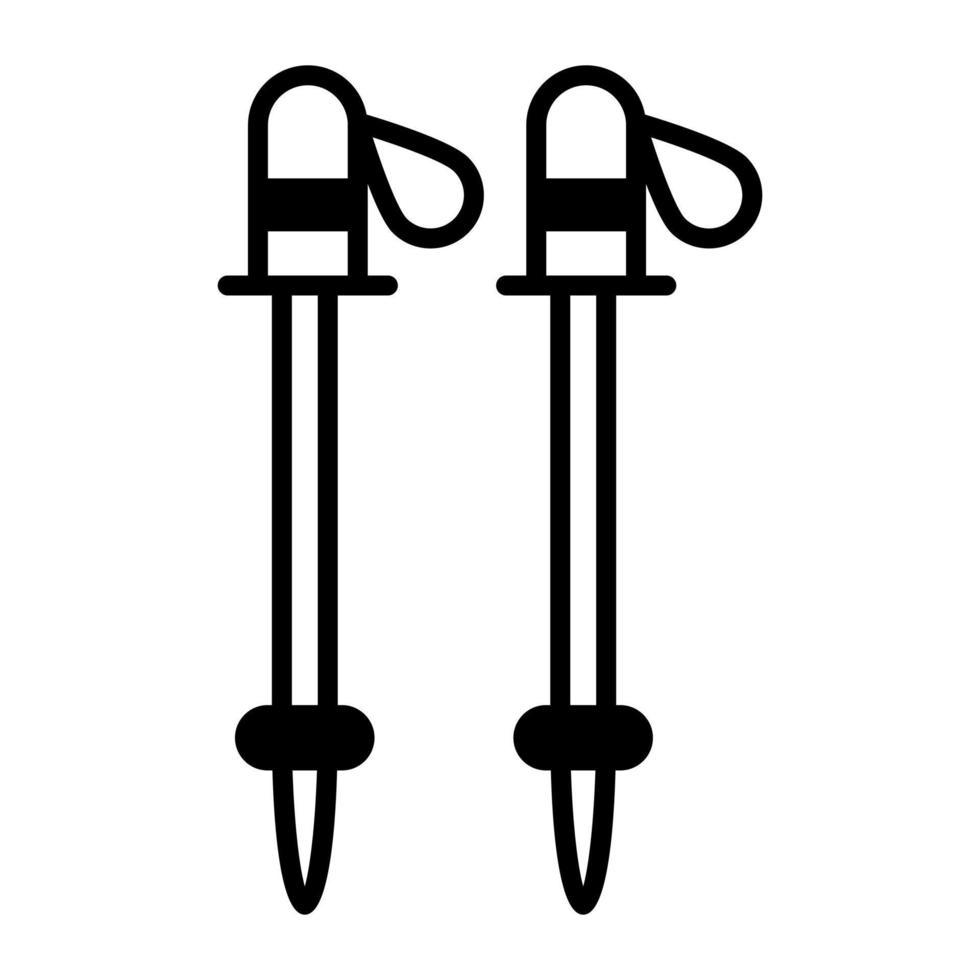 ícone de vetor de bastões de esqui em estilo moderno, bastões de caminhada