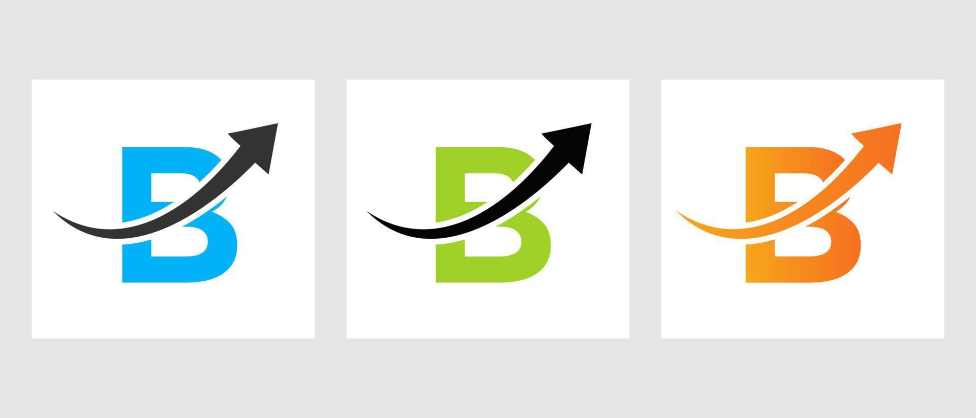 conceito de logotipo de finanças de letra b com símbolo de seta de crescimento vetor