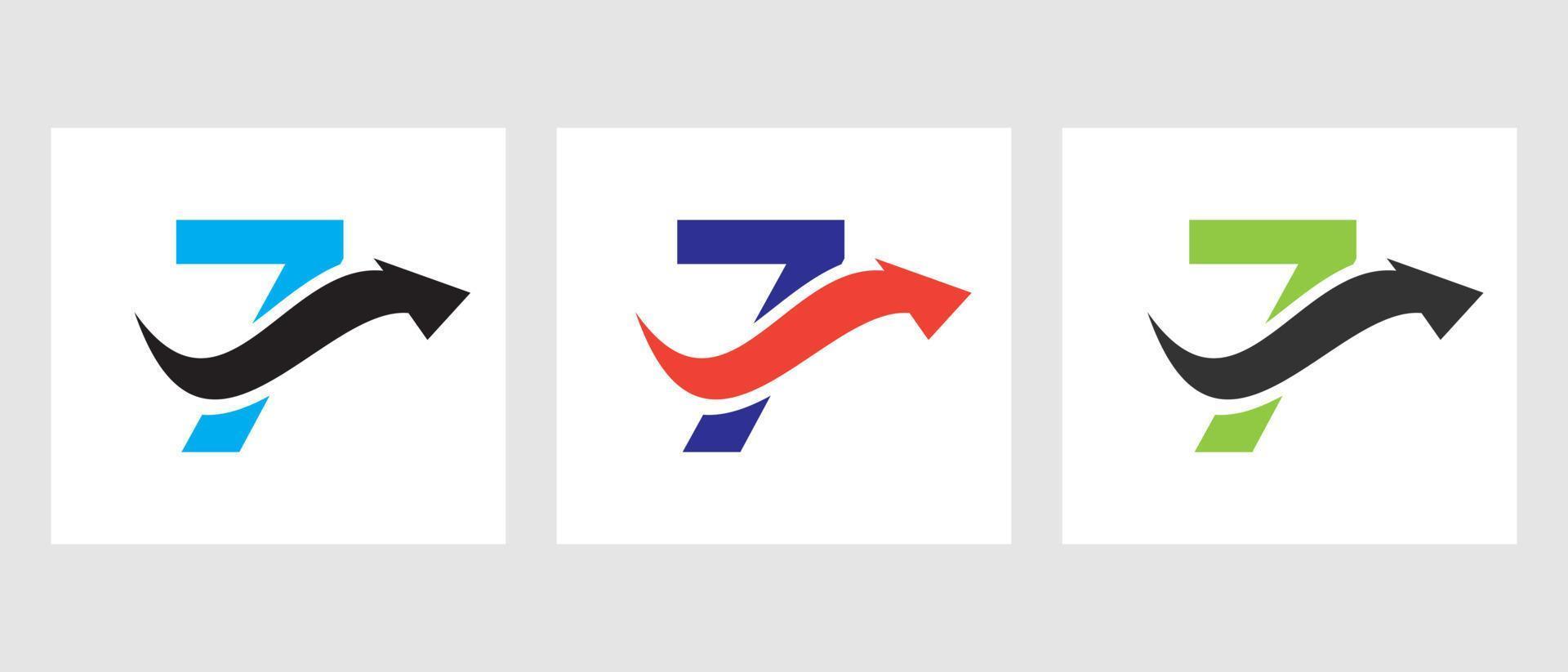 conceito de logotipo de finanças de letra 7 com símbolo de seta de crescimento vetor