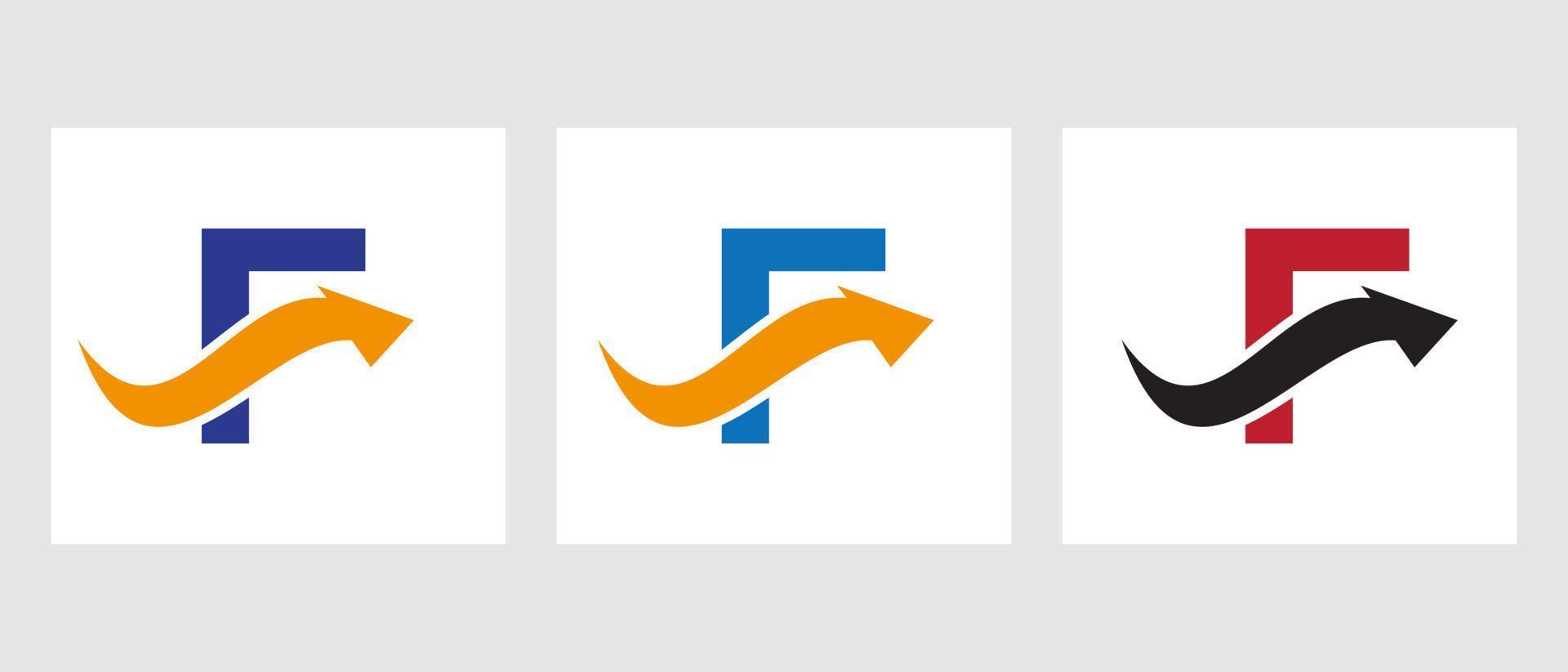 conceito de logotipo de finanças de letra f com símbolo de seta de crescimento vetor