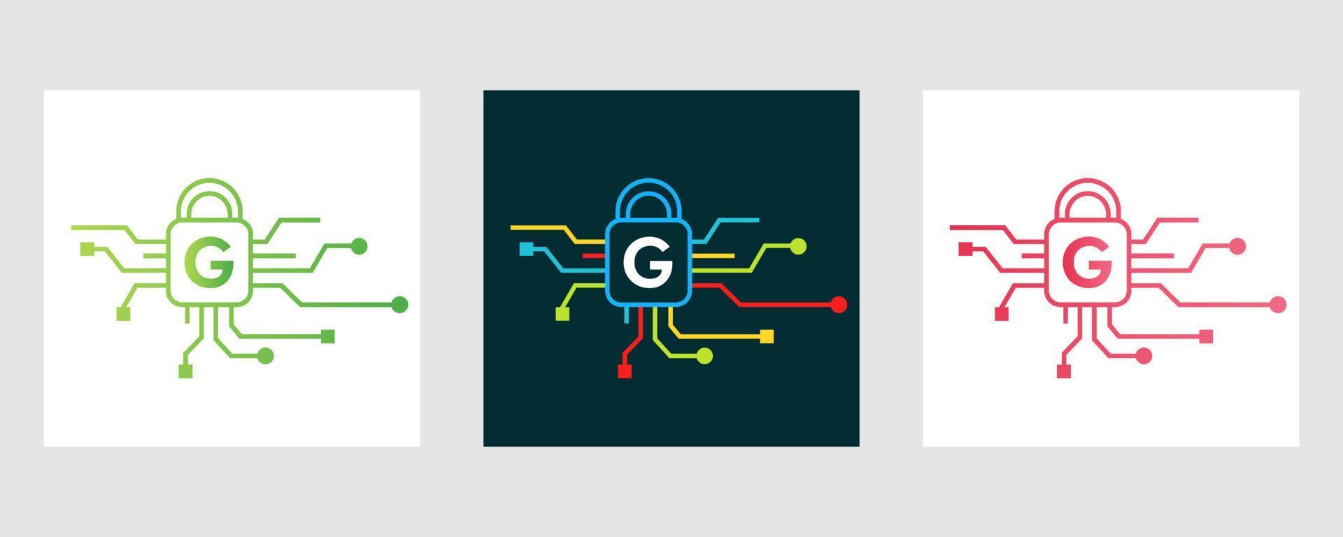 letra g logotipo de segurança cibernética. sinal de segurança na internet, proteção cibernética, tecnologia, símbolo de biotecnologia vetor