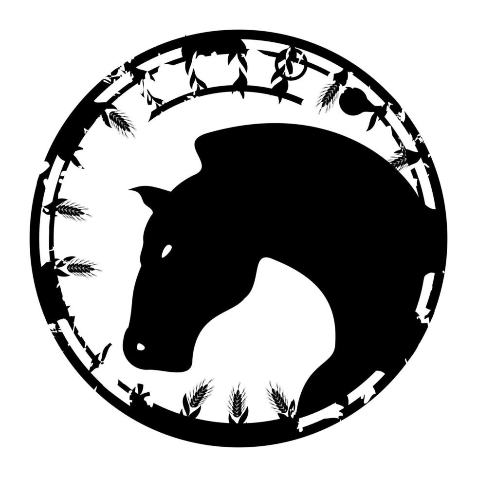 selo preto na forma de um cavalo. uma ilustração vetorial vetor