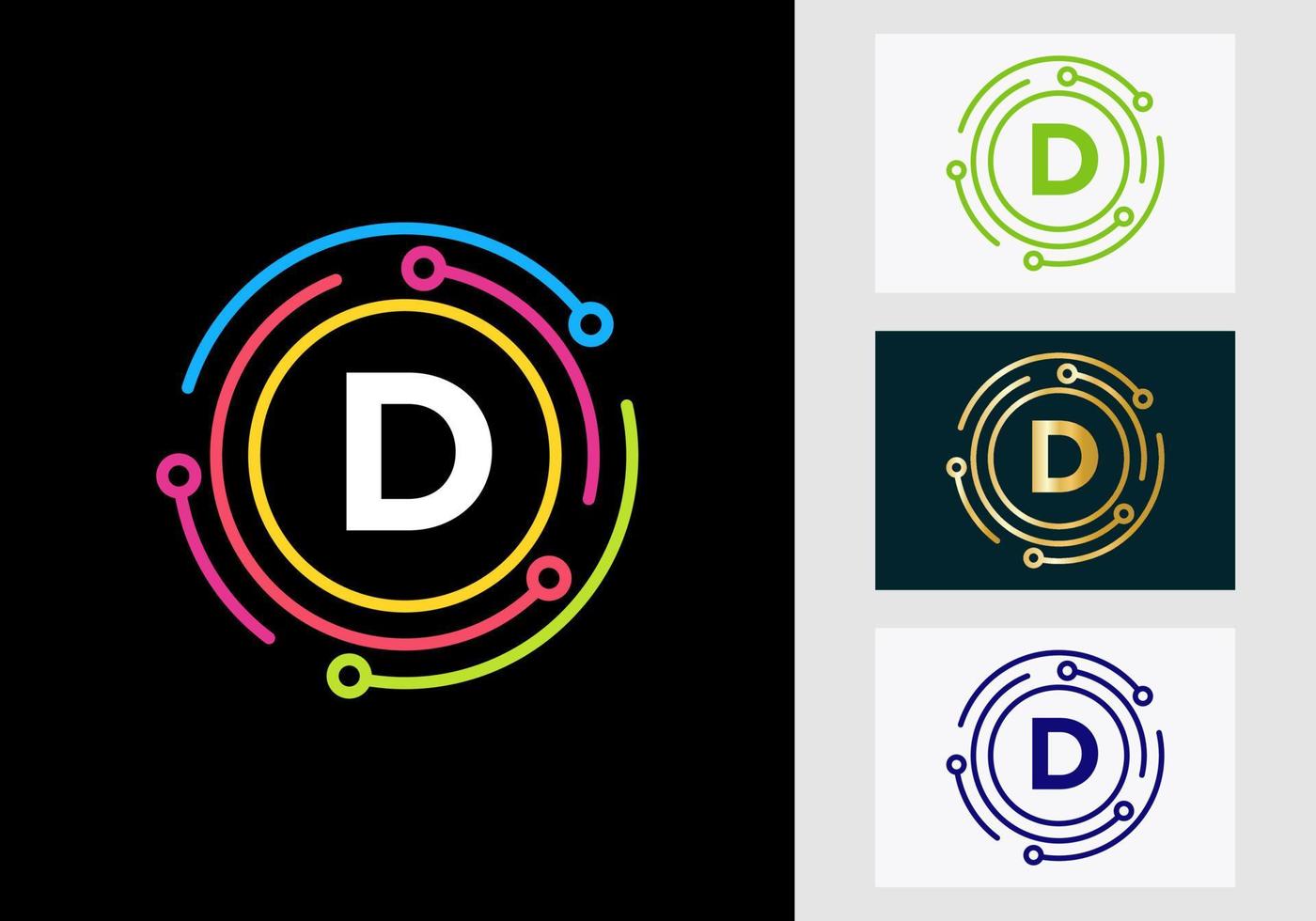 design de logotipo de tecnologia letra d. símbolo do logotipo da rede vetor
