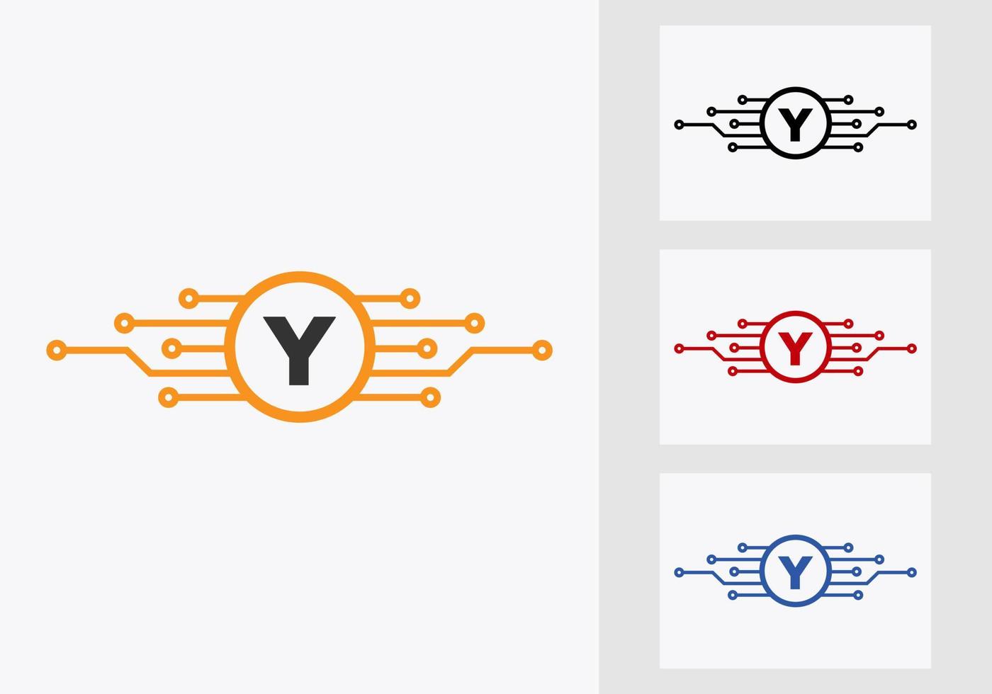 modelo de design de logotipo de tecnologia letra y. design de logotipo de rede vetor