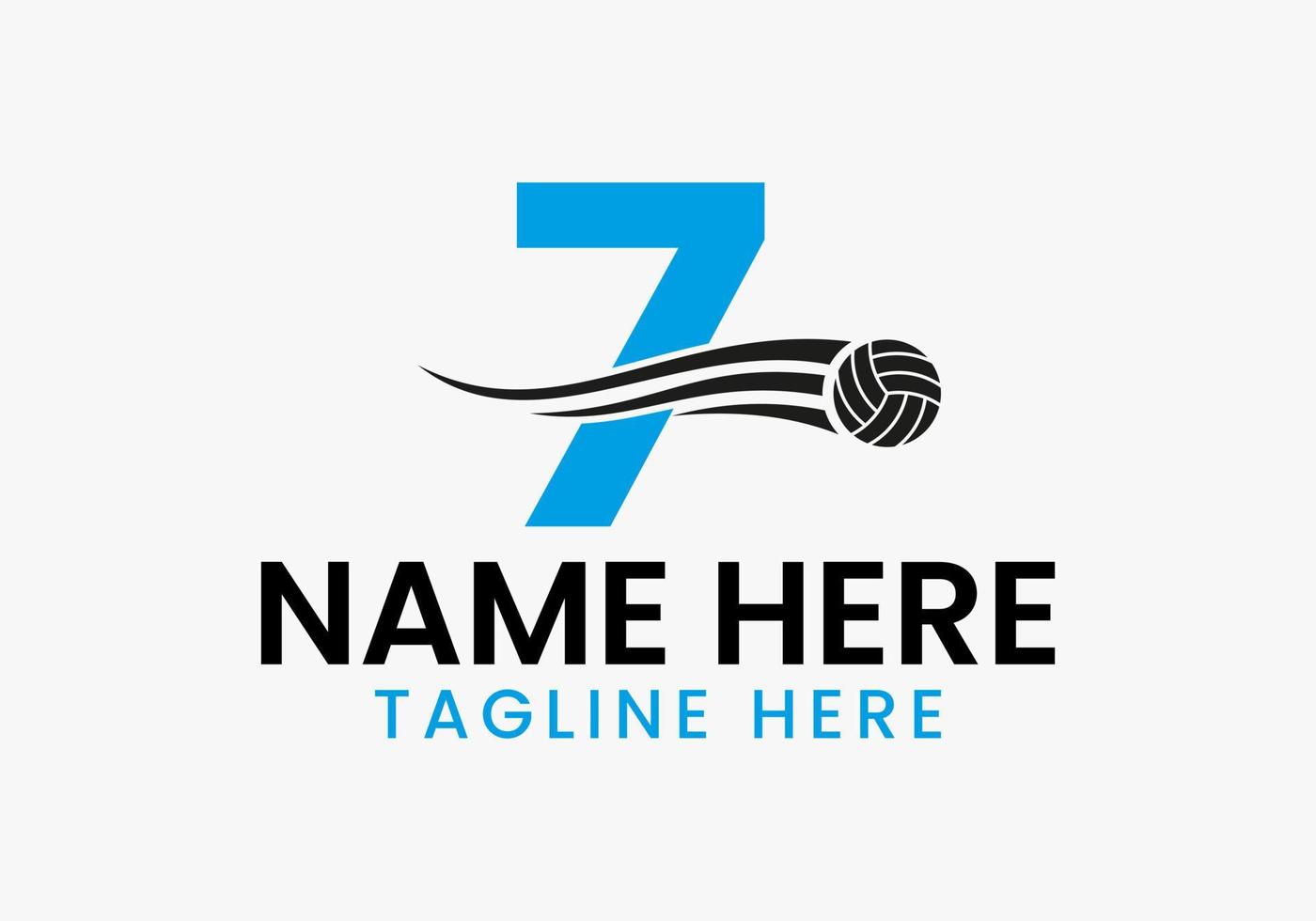 letra 7 conceito de logotipo de vôlei com ícone de bola de vôlei em movimento. logotipo de esportes de vôlei vetor