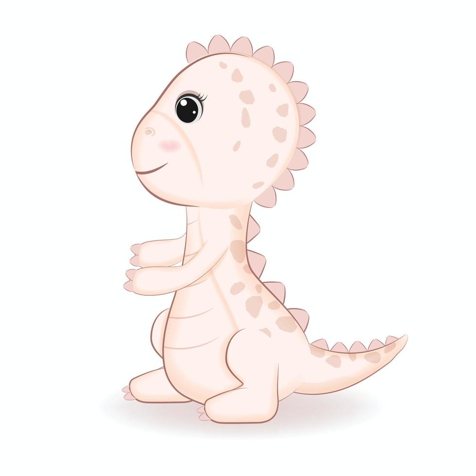 ilustração de desenho animado de dinossauro bonitinho vetor