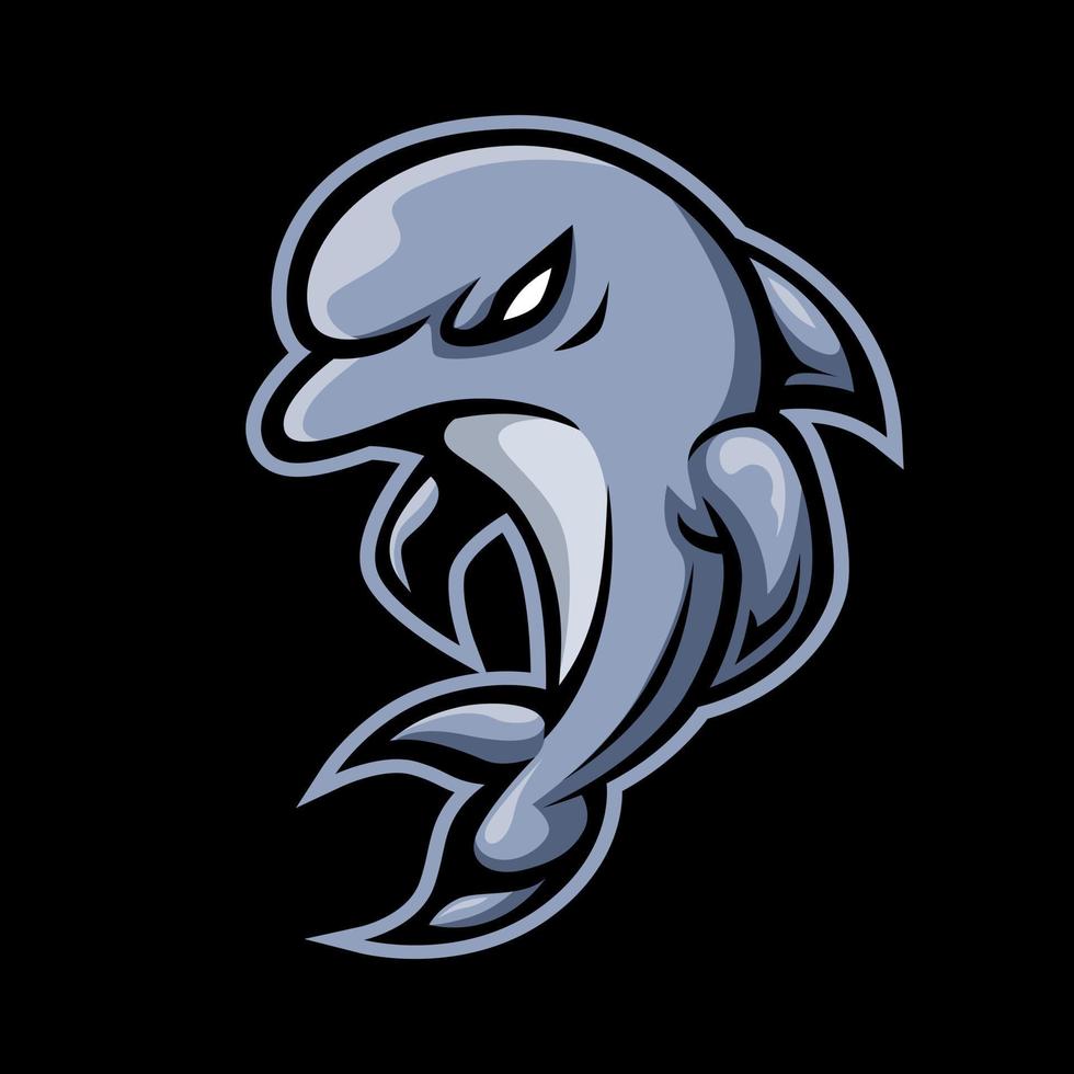vetor de design de logotipo de mascote de golfinho com estilo de conceito de ilustração moderna para impressão de crachá, emblema e camiseta. ilustração de um golfinho carregando uma bola de cristal para a equipe de esports