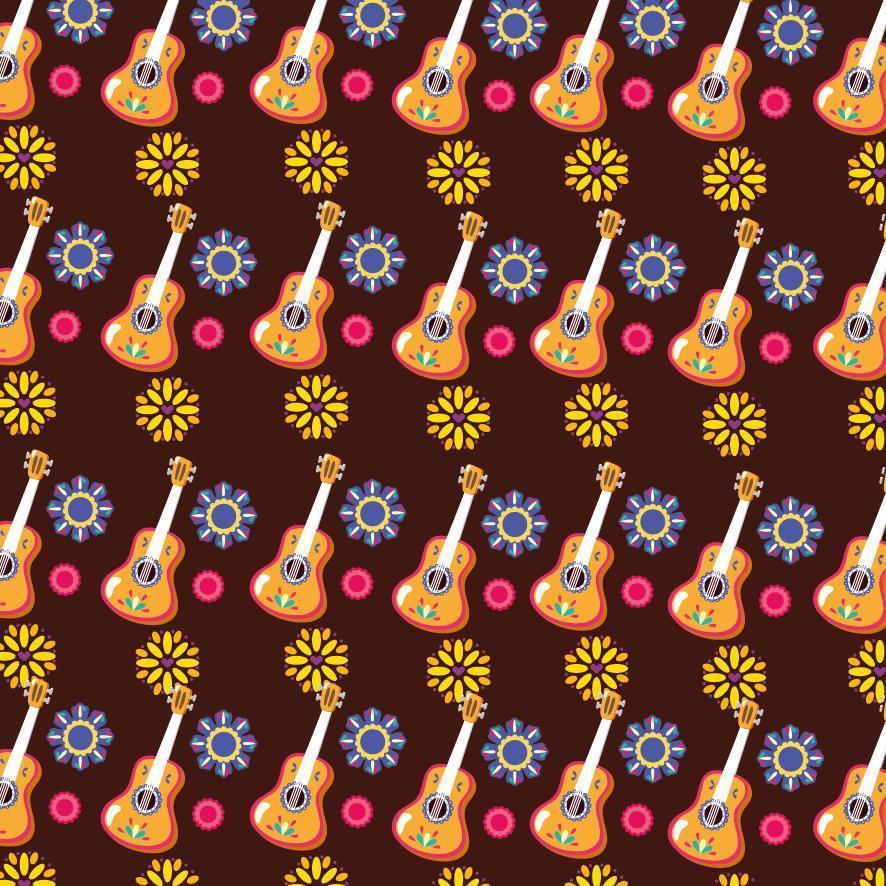 fundo padrão de guitarra mexicana vetor